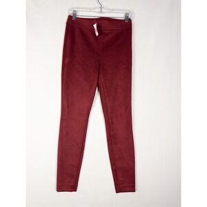 NWT Loft Pants Womens 2 Red Pull On Suede Casual Ankle Solid Slim